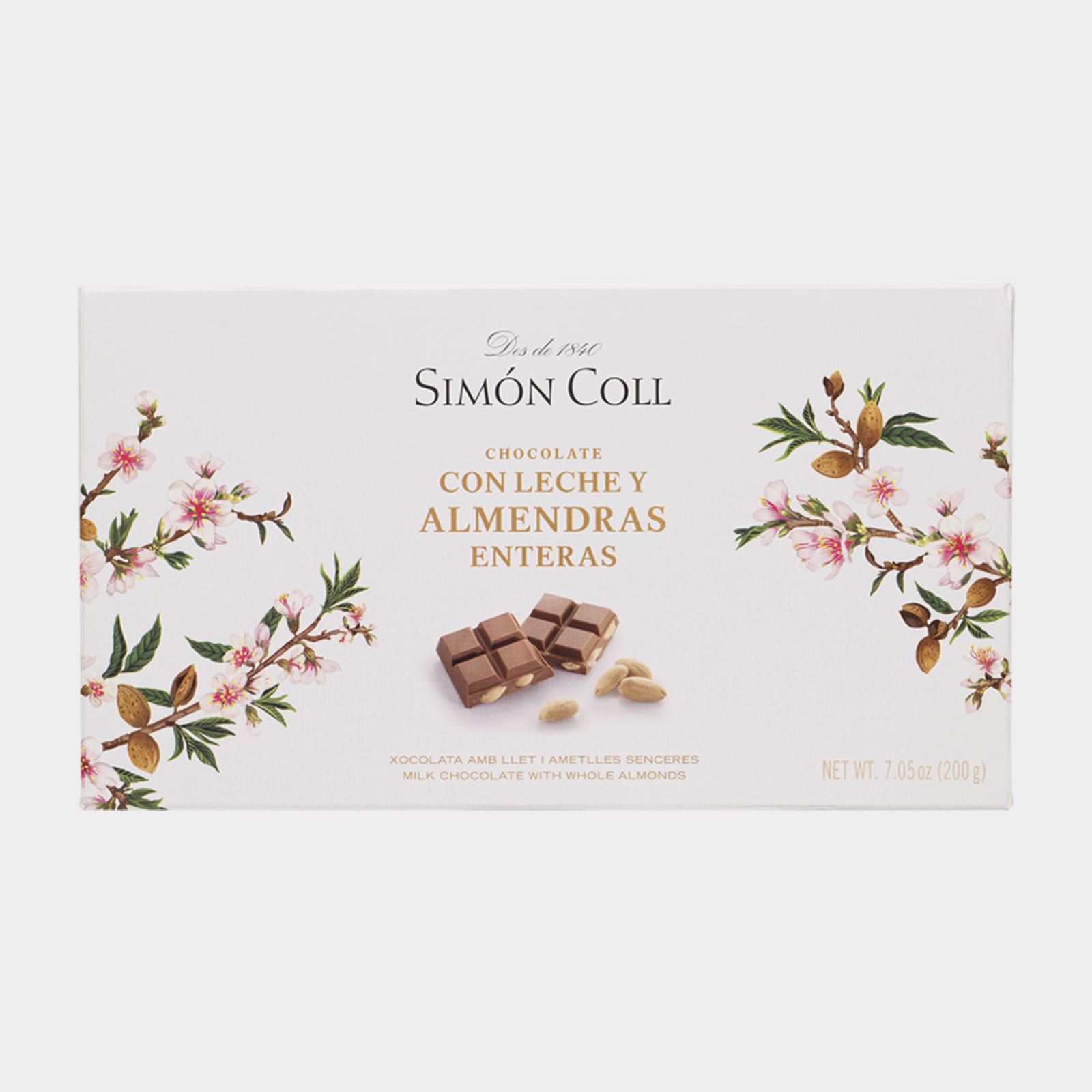 Tableta de Chocolate con leche y almendras enteras 200g | Simón Coll